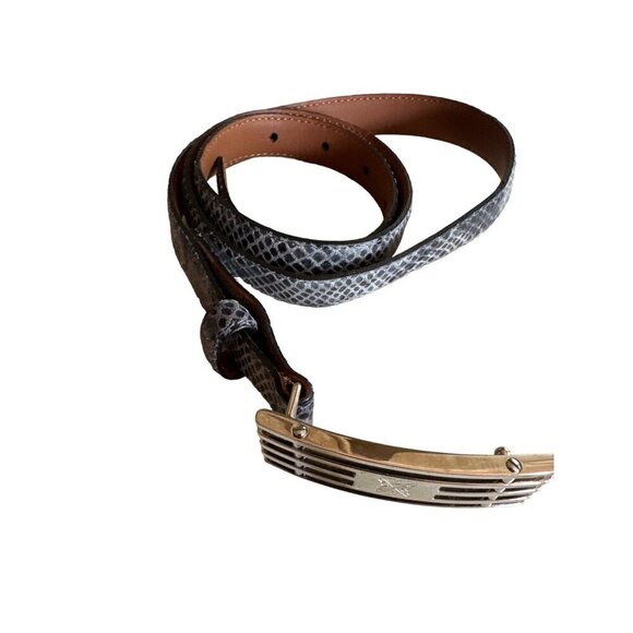 Brooks Brothers Genuine Leather Gray Snake Print Belt 40" Made In Italy - Picture 1 of 6